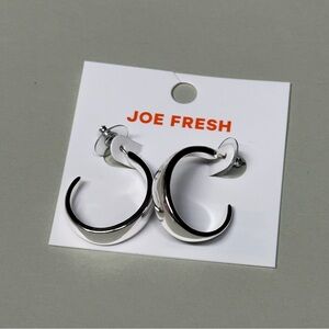 NWT JOE FRESH Silver Thick Hoop Earrings